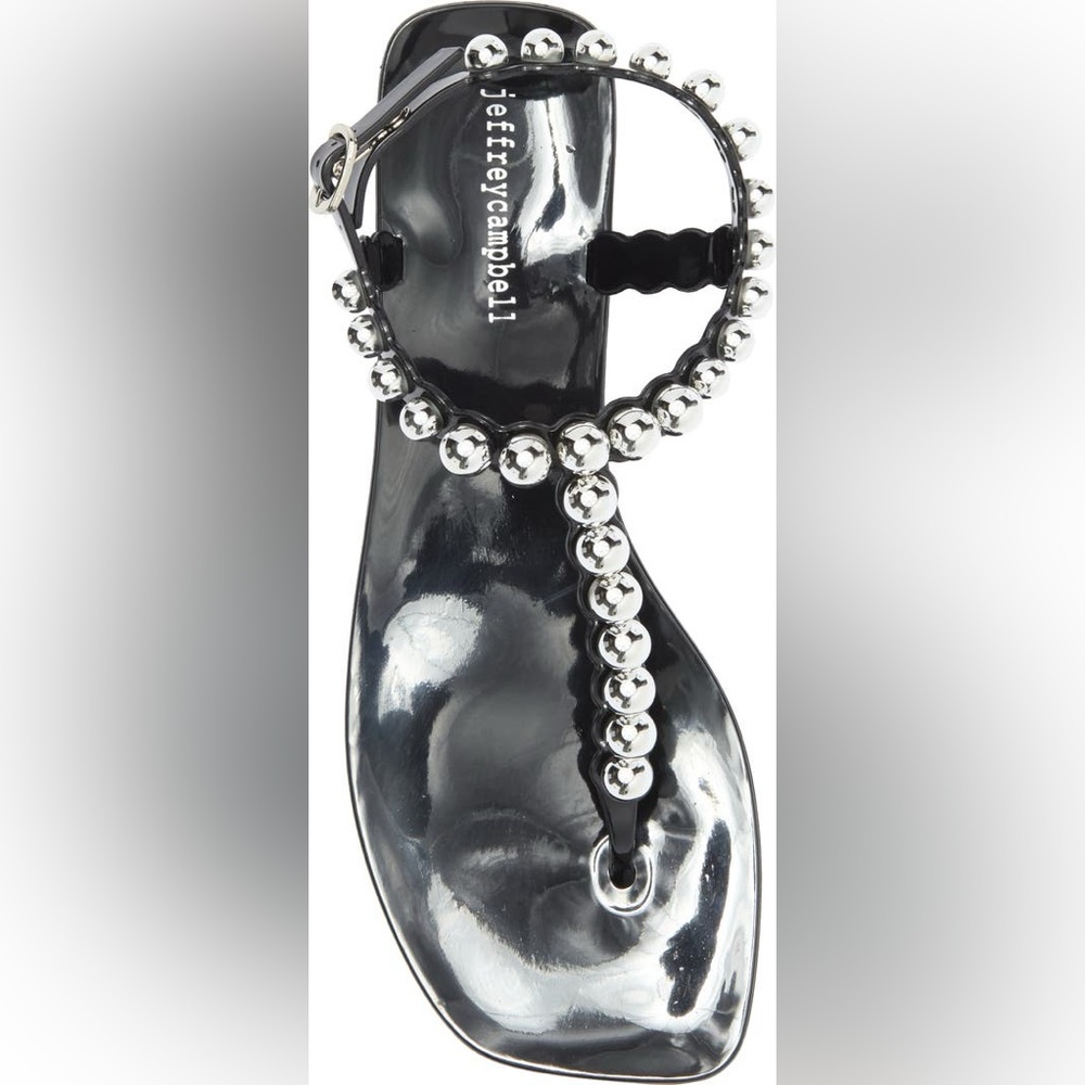 Jeffrey Campbell Plated Embellished Jelly Sandal in black w/silver Sz 9 no box - Picture 4 of 7